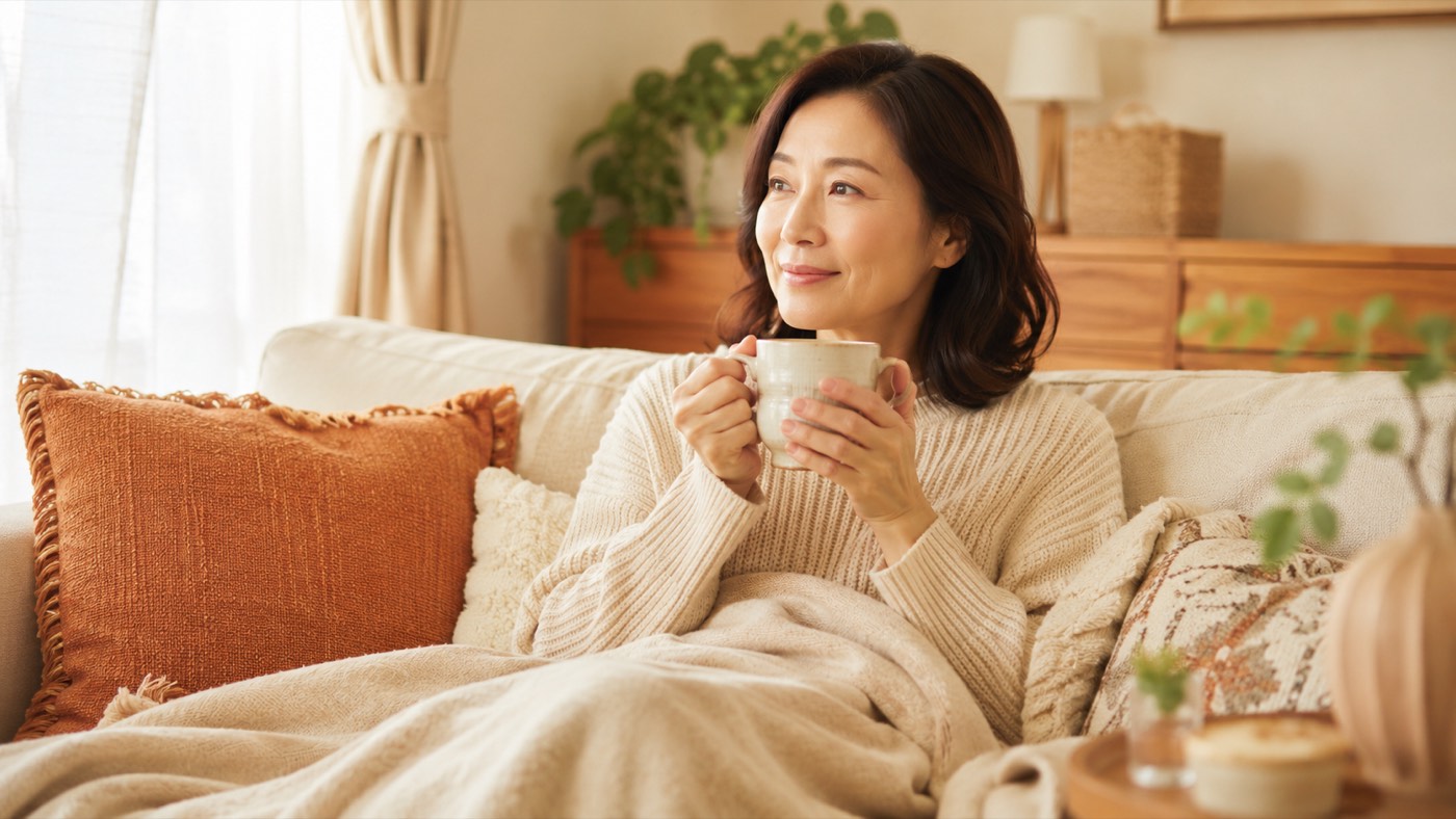 冷たい手足を気にしている40代女性のイメージ