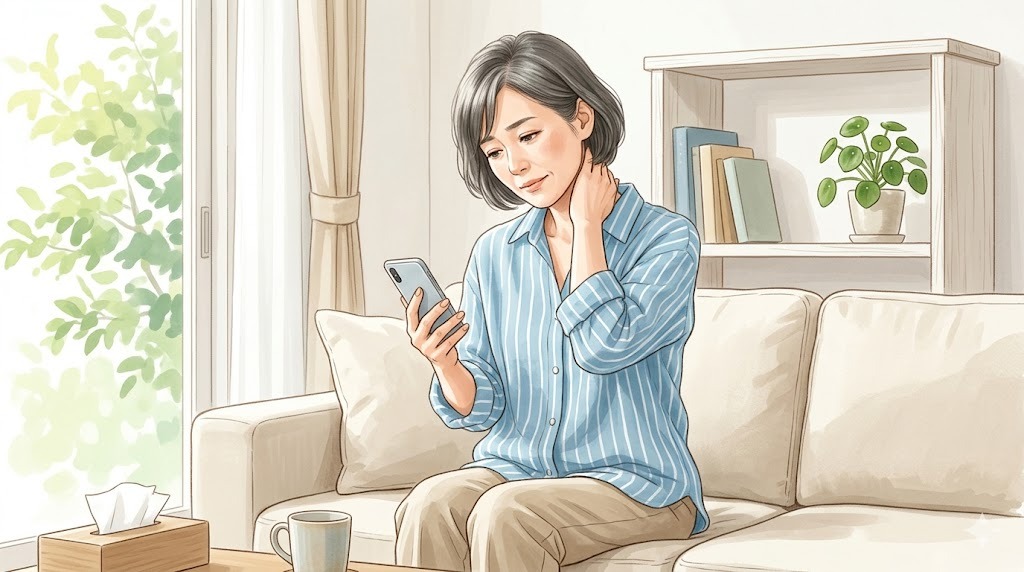 GW中のスマホ見すぎで首が痛い？スマホ首の見分け方と1日3分セルフケア
