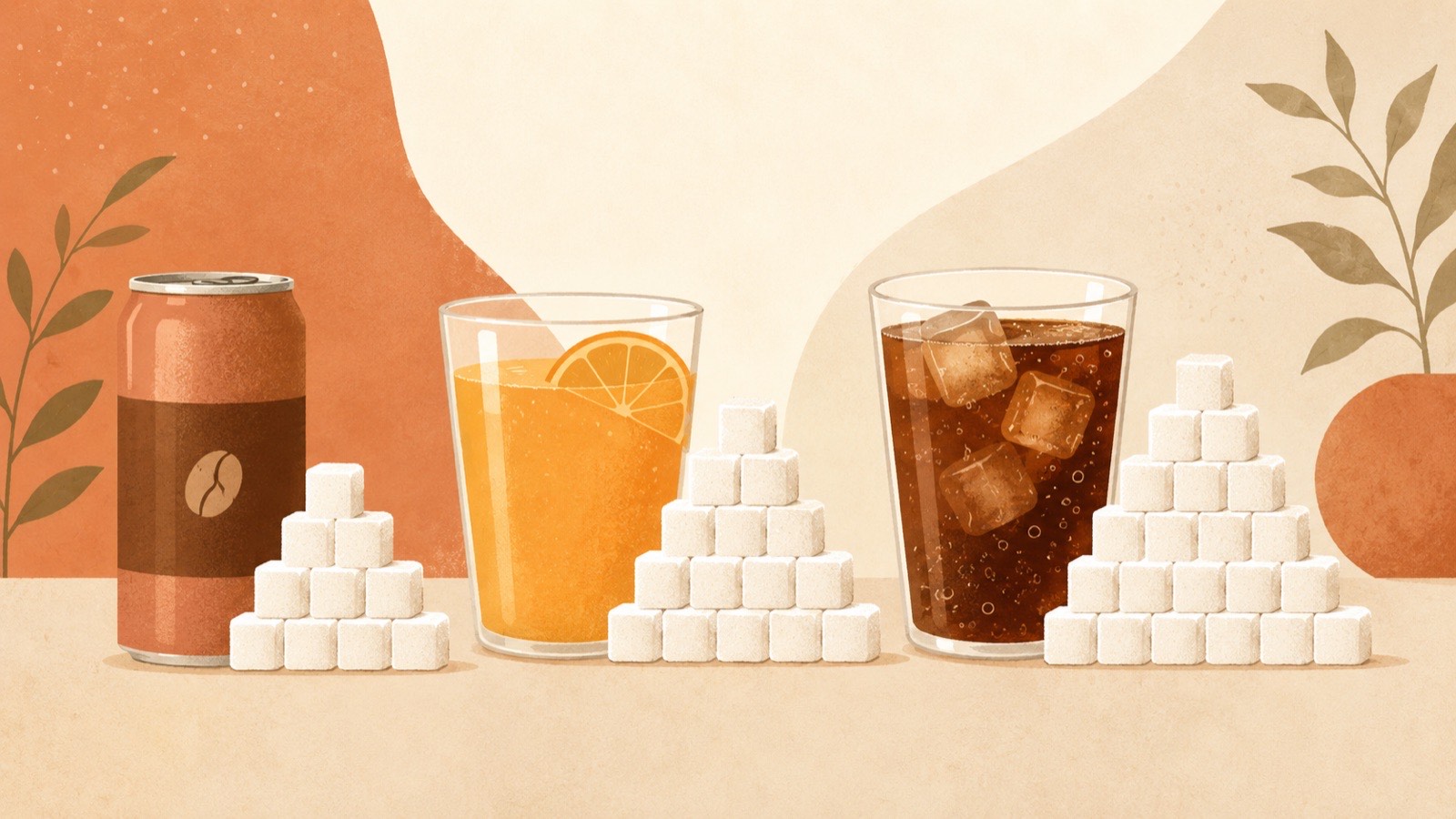 缶コーヒーやジュースの糖分を気にする40代女性のイメージ